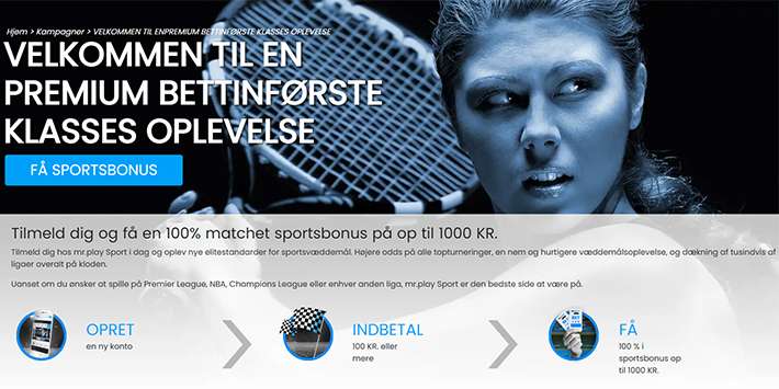 Få 100% sportsbonus på op til 1.000 kr. 